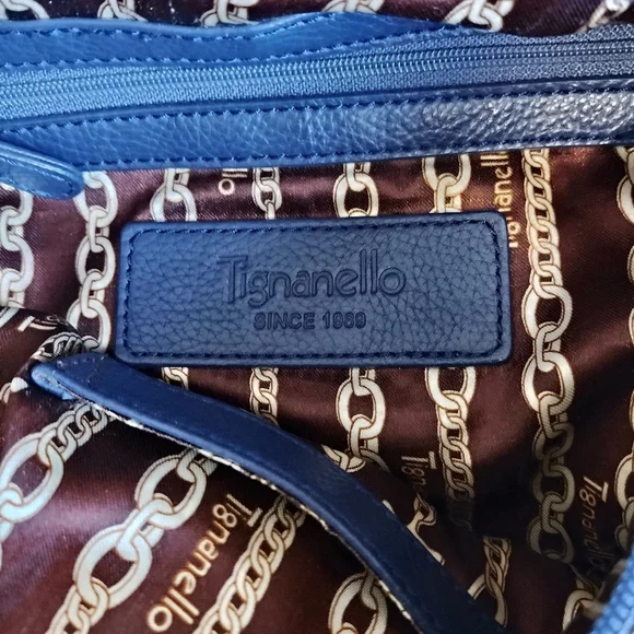 Tignanello Blue Leather Hobo Shoulder Handbag - Picture 4 of 5